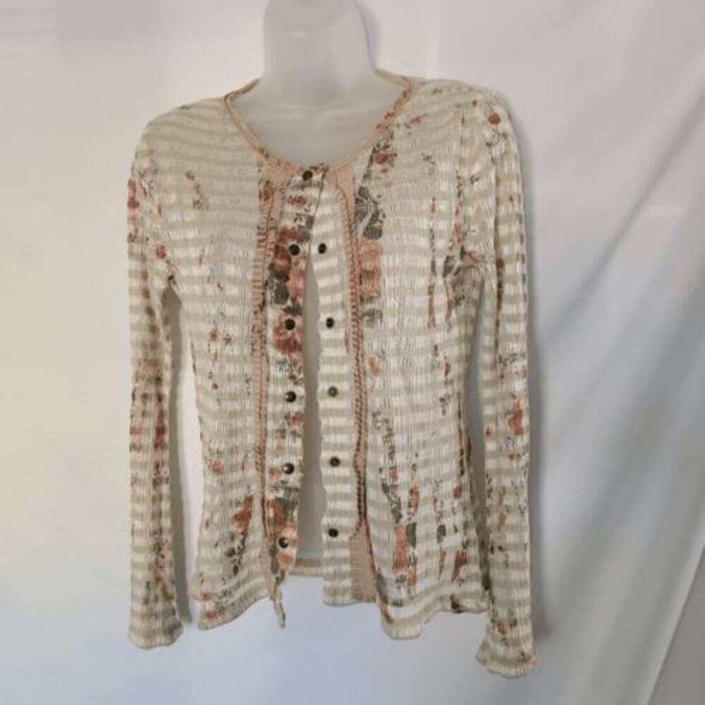 Double U Snap Front‎ Floral Pattern Y2K Cardigan size S